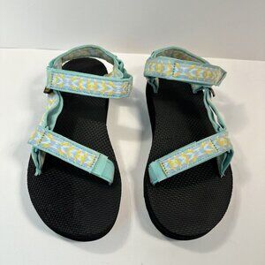 Teva Womens Sandals Size 8 Blue Yellow Strappy Sport Walking Shoe 1090969